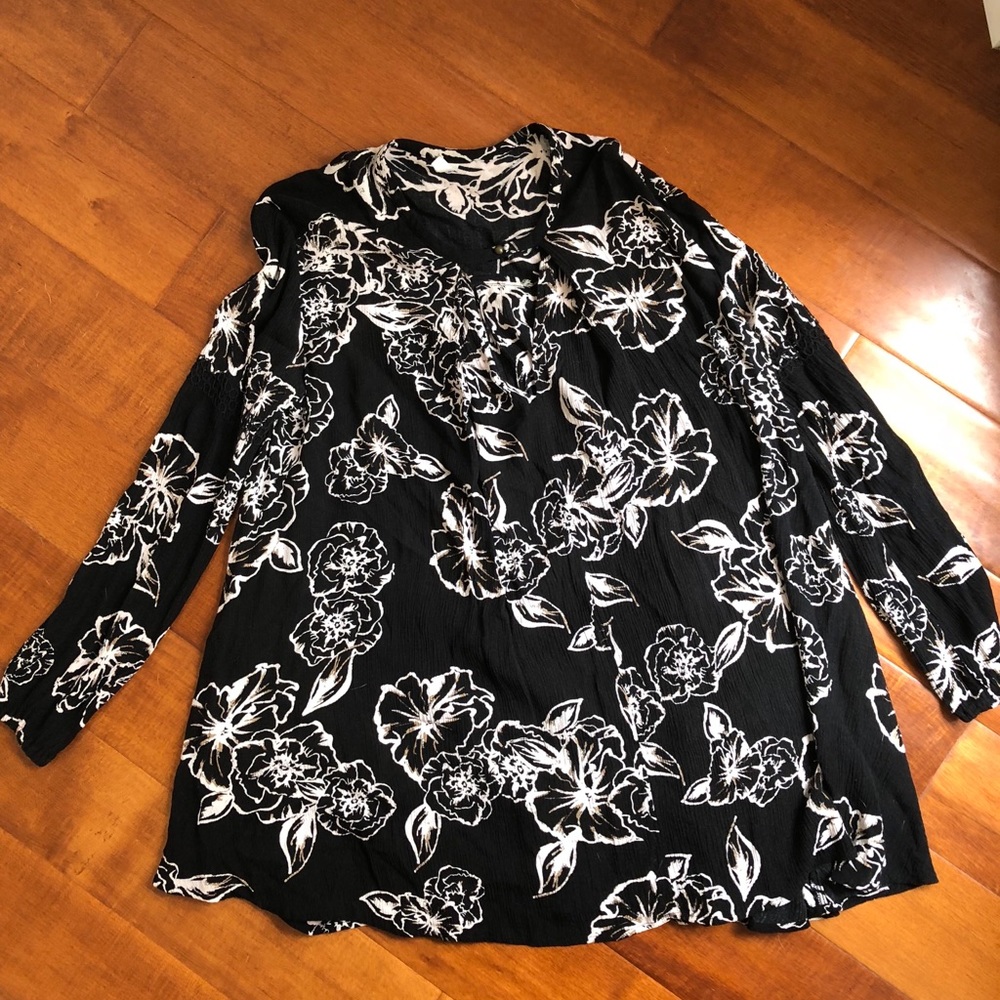 Free people tree swing dress in black floral